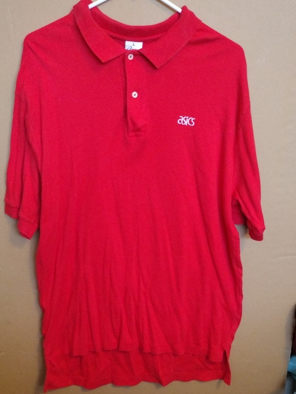 ASICS Men's Bright Red Polo Shirt with Embroidered Logo